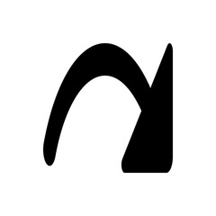 Poster - A simple black curved arrow pointing to the right, indicating direction or a return action, isolated on white