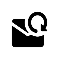 Aufkleber - Black and white vector illustration of an envelope with a circular arrow indicating a refresh action icon