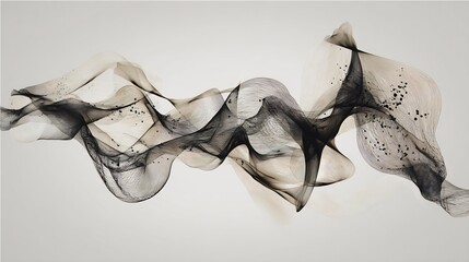 Poster - Ethereal Currents: Abstract Fluidity of Smoke and Shade, Delicate Turbulence