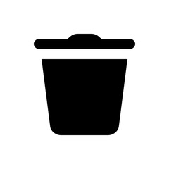 Poster - Illustration of a black trash can with a lid on a white background in a simple and minimalist style