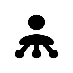 Poster - Black silhouette of a person connected to three nodes representing a network or hierarchical structure