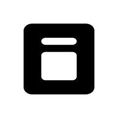 Poster - Black rectangle with rounded corners containing a white square and a white horizontal rectangle shape