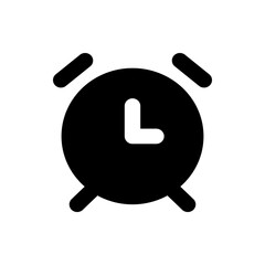 Poster - Illustration of a black alarm clock with two bells and a white clock hand showing the time on a white background