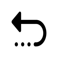 Aufkleber - Black arrow pointing left with a curved tail and three dots underneath in a simple graphic design