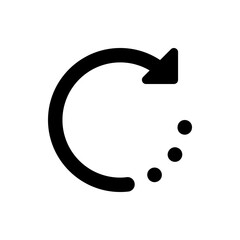 Poster - Circular arrow with a pointed head rotating clockwise and three dots trailing behind it on a white background