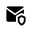 © Farhan - Secure email icon displaying a black envelope with a shield overlay representing privacy and protection online