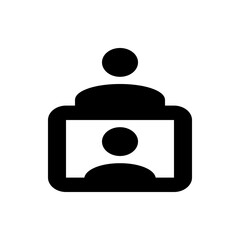 Poster - Black silhouette of two people one above the other inside a frame on a white background in a simple style