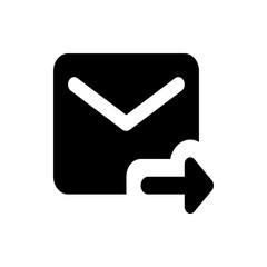 Aufkleber - Black envelope icon with white letter symbol and a right arrow indicating message forwarding action