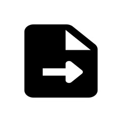 Poster - A black document with a folded corner and a white arrow pointing to the right in the center of the document