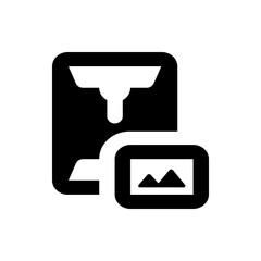 Poster - Black and white icon showing a document with an image attached, indicating file import and attachment process
