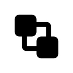 Poster - Black rounded squares connected forming a square shape in a minimalist design on a white background