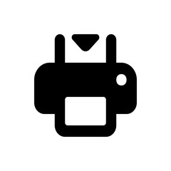 Poster - Illustration of a black printer with paper insertion slot and blank display area in a simple design