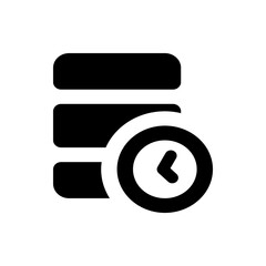 Poster - Black database icon with a circular arrow pointing left indicating a previous version on a white background