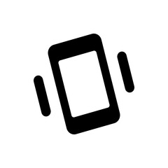 Poster - Black mobile phone icon with rounded corners vibrating with two vertical bars on either side shown flat