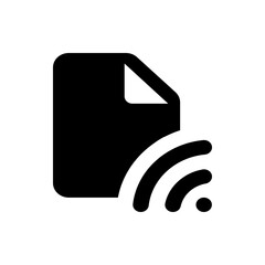 Poster - Black document with folded corner and wifi symbol indicating wireless file transfer connectivity icon
