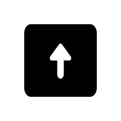 Poster - Black rectangle with rounded corners containing a white upward pointing arrow in the center visually prominent
