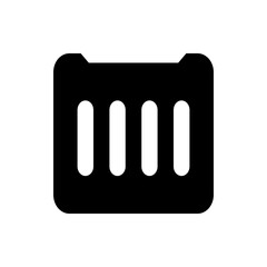 Poster - Black container silhouette with rounded corners and three vertical white bars inside on a white background