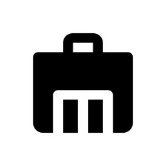Poster - Illustration of a black briefcase with a handle and white design element at the bottom center