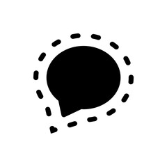 Poster - Black speech bubble with a pointed tail surrounded by a dashed line on a white background design vector