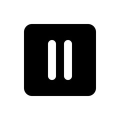 Poster - Pause button icon with rounded corners and two vertical lines in a black solid shape design element
