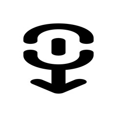 Poster - Black icon of a rounded arrow pointing downwards with a semicircle and line above it design element