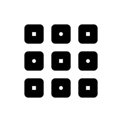 Poster - Arrangement of nine black rounded squares each containing a white square or circle in a grid pattern