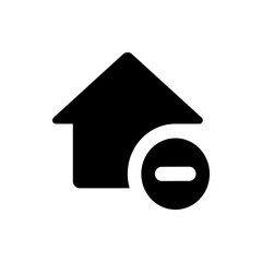 Poster - Black house icon with a minus sign inside a circle indicating removal or deletion of a home address