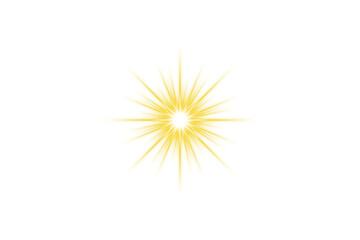 Wall Mural - yellow glowing light effect explodes on transparent background. transparent sparkle sun light, glare