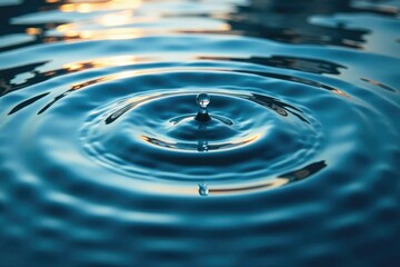 Wall Mural - rippling water surface, concentric circles from a central point , pattern, clear, sky