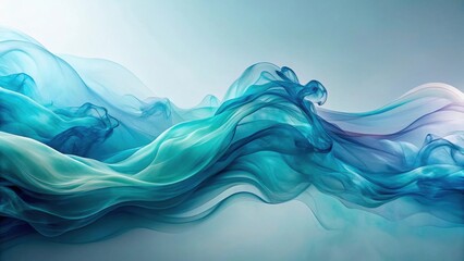 Poster - Serene Aqua Fabric Swirls An Abstract Representation of Flowing, Weightless, and Dreamlike Textures in Shades of Teal and Deep Blue