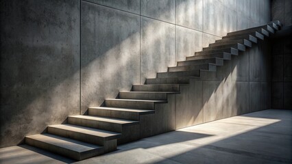 Poster - Modern Concrete Staircase Ascending Towards Sunlight in Minimalist Architectural Setting