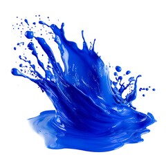 Fototapete - A vibrant blue paint splash is isolated against a clean white background