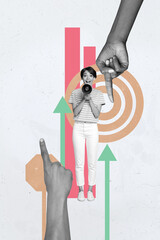 Aufkleber - Banner vertical photo trend image collage of happy businessman businesswoman arrow development target progress chance concept
