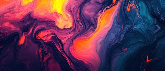 Poster - Fluidity of Color, Abstract Expression of Vibrant Hues and Movement