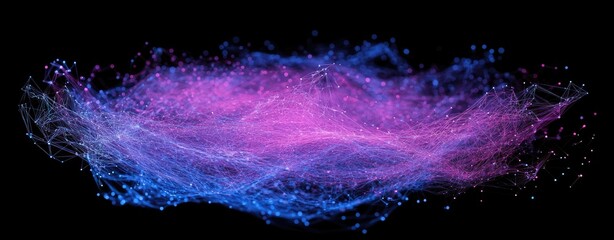 Poster - Abstract wave patterns in vibrant blue and pink hues flowing across a dark background. creating a sense of movement and energy. ideal for digital art and design applications