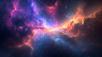 Wall Mural - Vibrant Cosmic Nebula with Stars and Colorful Gas Clouds in Space