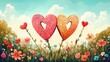 © PixelNexa - Two hearts in a flower field