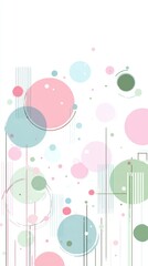 Poster - Pastel colored circles, dots, and intersecting lines forming geometric abstract pattern, representing contemporary minimalist graphic design aesthetic
