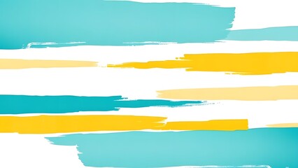 Poster - colorful watercolor background | Abstract background with horizontal brush strokes in shades of blue yellow and light yellow on white