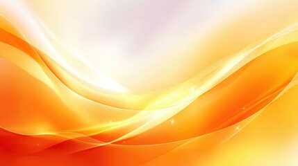 Poster - Smooth abstract background displaying vibrant orange yellow gradient, blending fluid lines with glowing particles, generating dynamic visual energy and modern aesthetic design