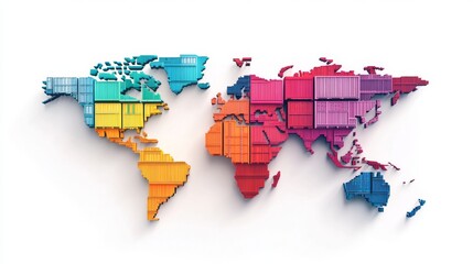 Poster - Global shipping and trade overview world map art modern design aerial view economic concept