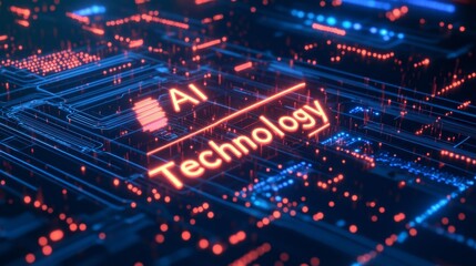 Fototapete - Dynamic ai technology landscape visuals futuristic digital world abstract art high-tech environment close-up perspective