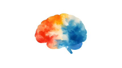 Aufkleber - A Vibrant Representation of the Human Brain Utilizing a Colorful and Artistic Watercolor Technique