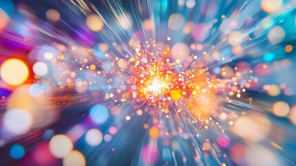 Poster - Colorful atomic splitting visualization science laboratory digital artwork abstract background close-up energy concept