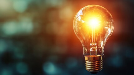 Poster - Illuminating action of a light bulb in a creative workspace bright and warm environment conceptual visualization