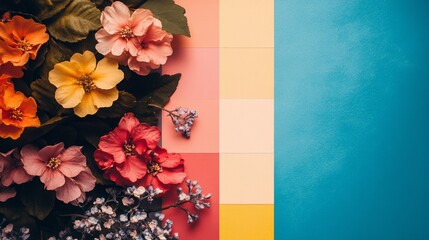 Poster - Vibrant floral color palette selection studio digital art creative space close-up aesthetic inspiration