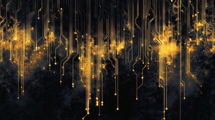  - Glowing circuit patterns creating a technological atmosphere dark background digital art abstract close-up innovation
