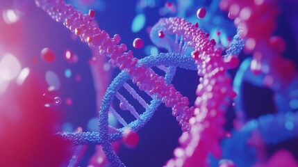 Poster - Molecular biology exploration dna strands in abstract visualization scientific environment vibrant colors