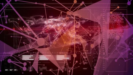 Poster - Glowing world map connecting dynamic data streams flowing across sci-fi interface, showcasing nodes