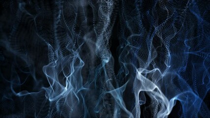 Poster - Futuristic video animation with particle wave object in slow motion, 4096x2304 loop 4K